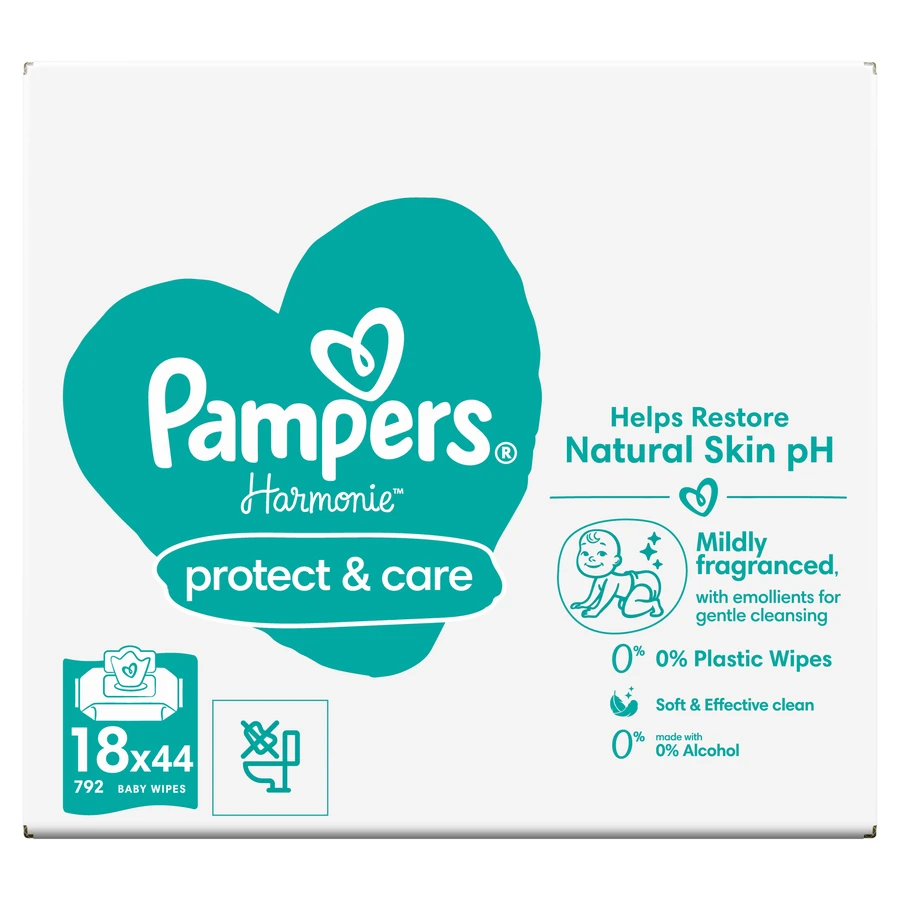 Pampers Harmonie Protect & Care, wet wipes, 18 x 44 pieces