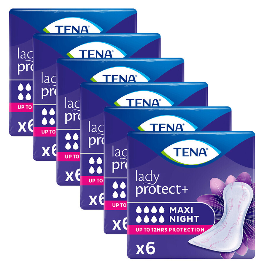 Set Tena Lady, prosoape sanitare urologice, Maxi Night, 6 x 6 buc