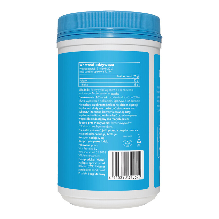 Set peptide de colagen Vital Proteins, aromă neutră, 2 x 284 g + pungă cosmetică gratuită
