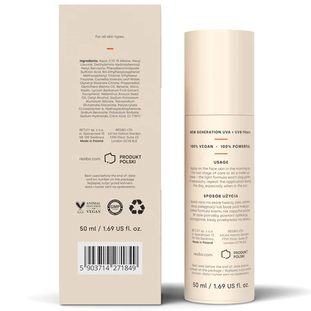 Resibo Our Lightest, ultralight face cream with antioxidants, SPF 50, 50 ml