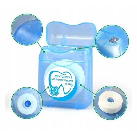 Testeo, waxed dental floss, menthol, 50 m