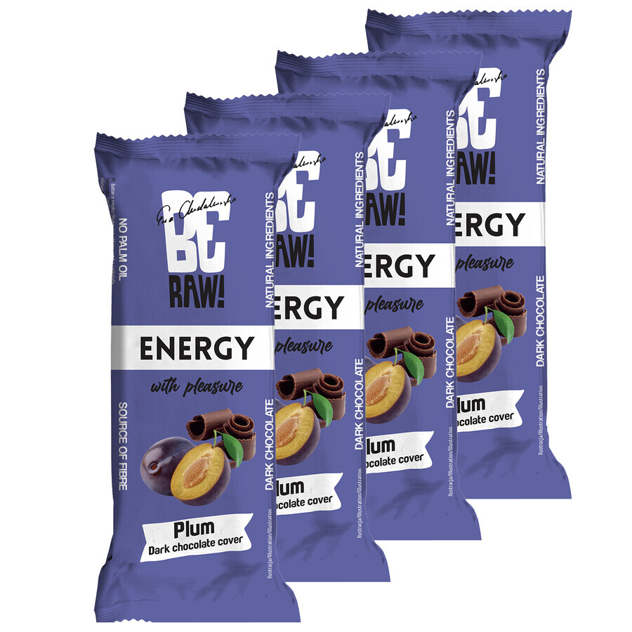 Set BeRAW! Energy, energy bar, plum, dark chocolate, 4 x 40 g
