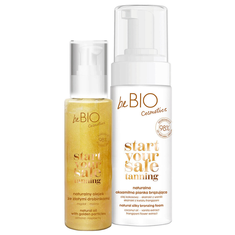 BeBIO Ewa Chodakowska set, huile naturelle avec particules dorées, 100 ml + mousse bronzante naturelle, 150 ml