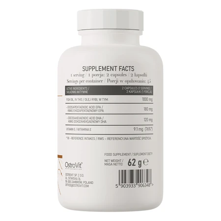 OstroVit Omega 3 Cápsulas fáciles de tragar, 90 cápsulas