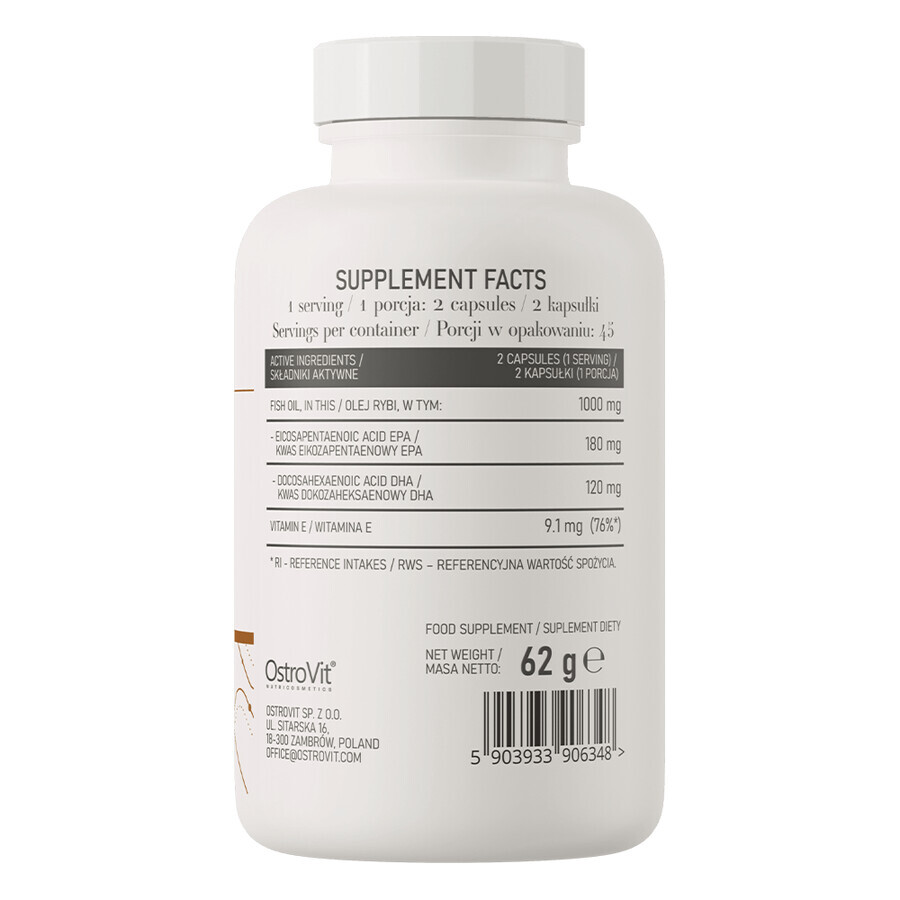 OstroVit Omega 3 Capsules faciles à avaler, 90 capsules