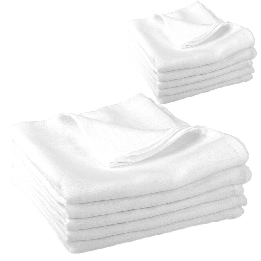 Bocioland, 115 g/m2 tetan diapers, white, 60 x 80 cm, 10 pieces