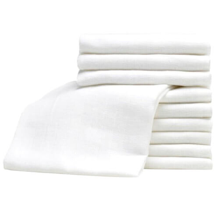 Bocioland, 115 g/m2 tetan diapers, white, 60 x 80 cm, 10 pieces