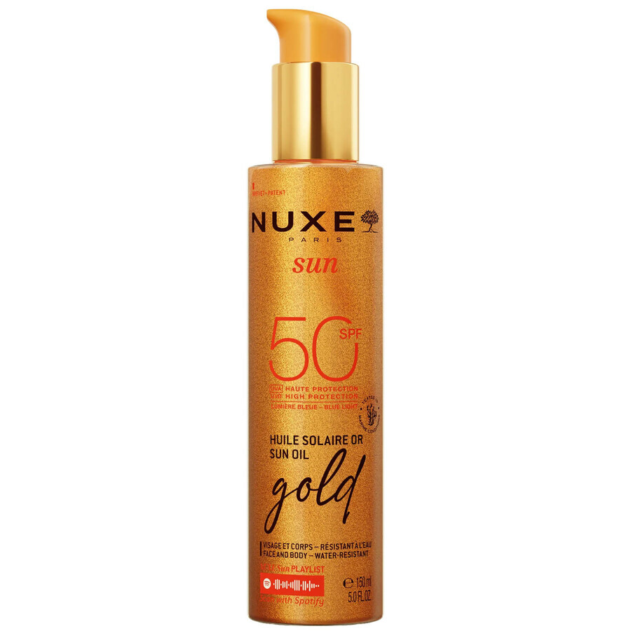Nuxe Sun, ulei bronzant iluminator, spray, SPF 50, 150 ml + geantă de plajă gratuită