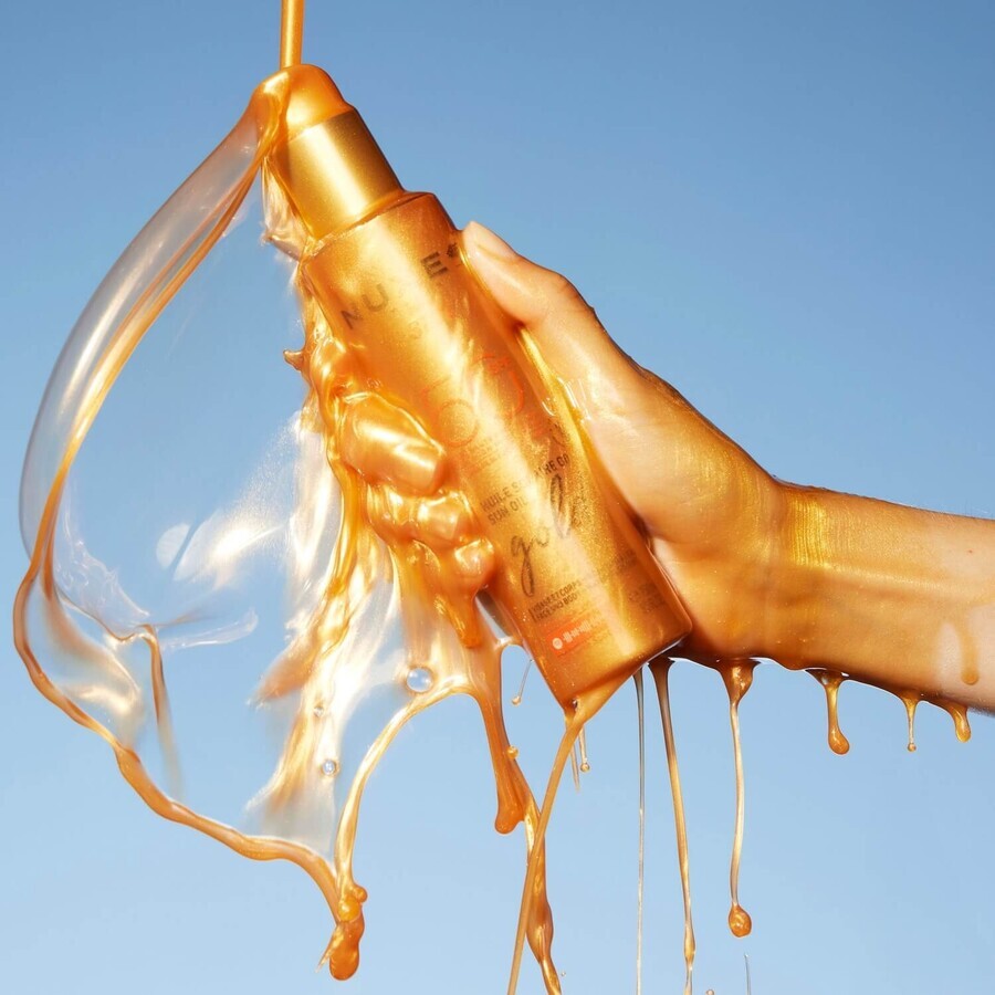 Nuxe Sun, ulei bronzant iluminator, spray, SPF 50, 150 ml + geantă de plajă gratuită