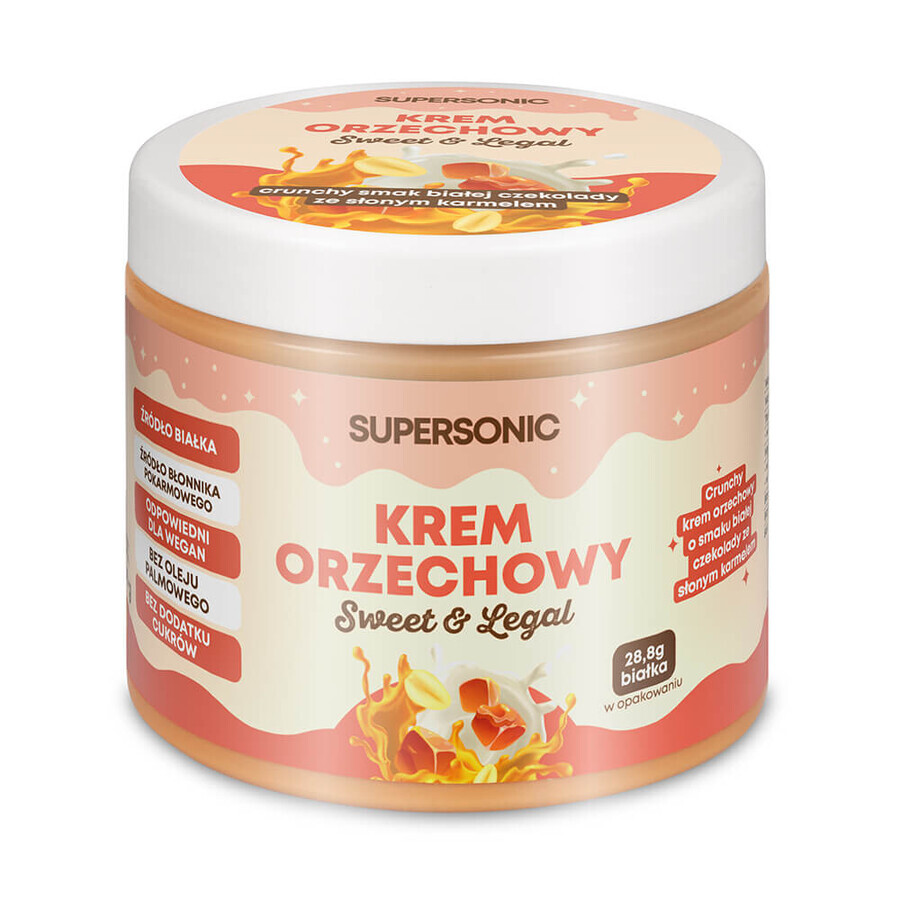 Supersonic, peanut cream, white chocolate flavor with salted caramel and nut pieces, 160 g