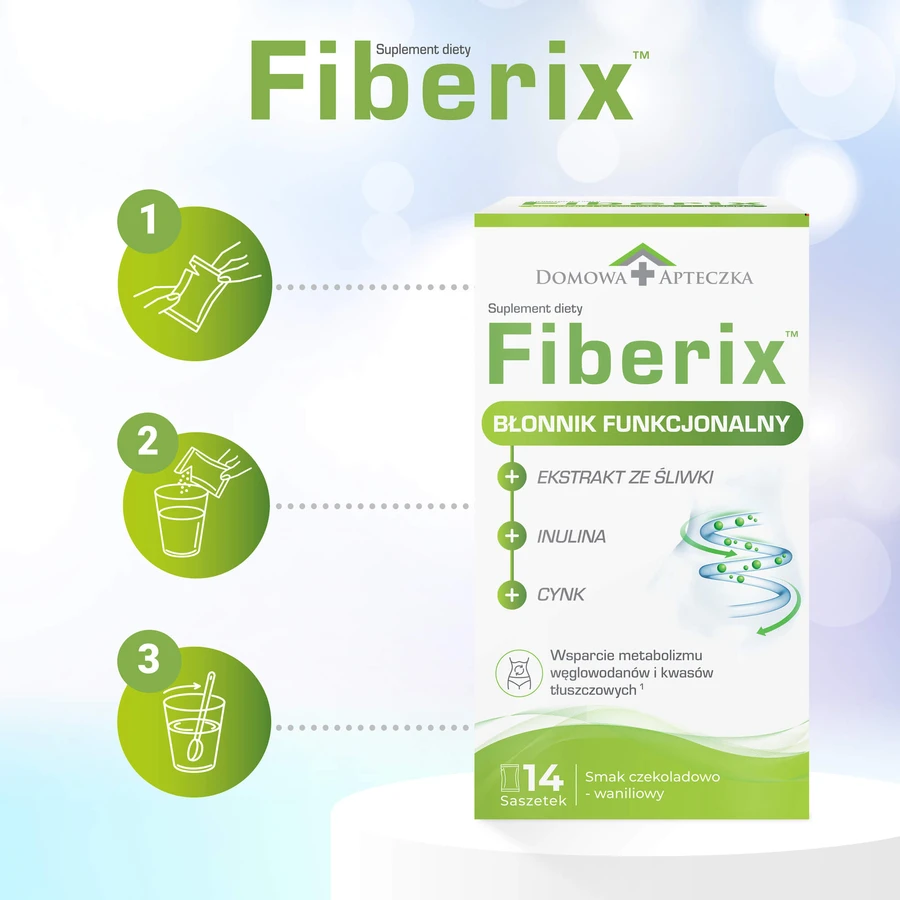 Fiberix, chocolade-vanillesmaak, 14 zakjes