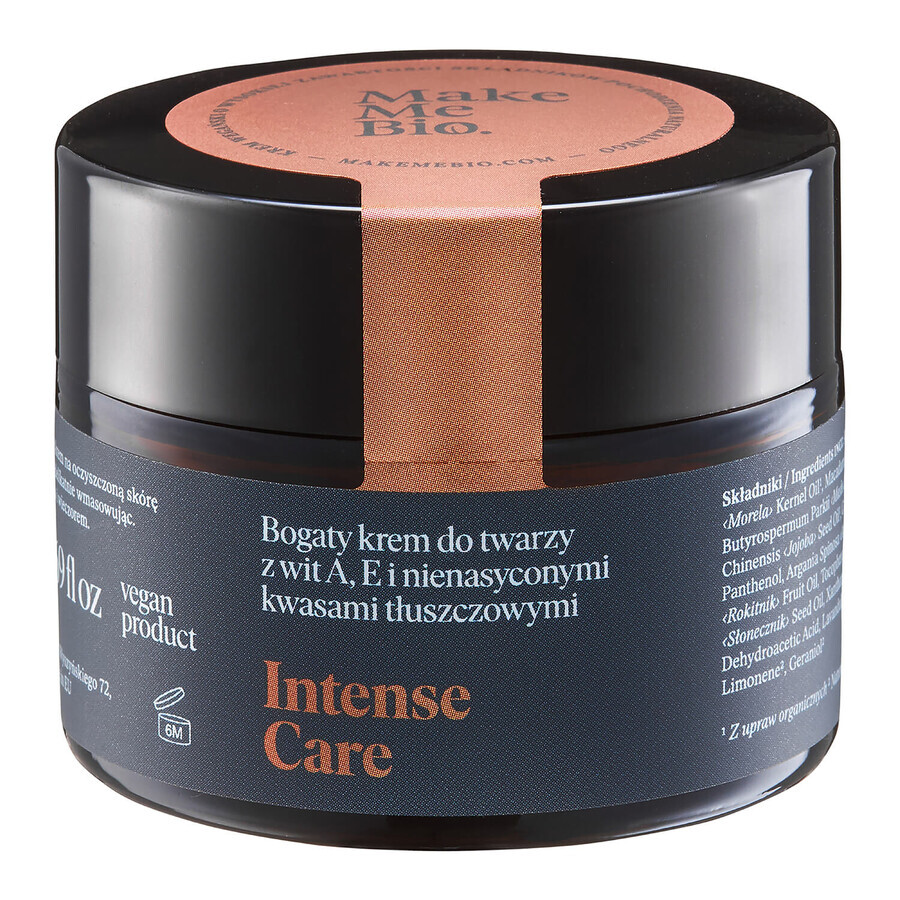 Make Me Bio Intense Care set, rich face cream with vit. A, E and unsaturated fatty acids, 50 ml + rose water, 100 ml + cosmetic bag free of charge