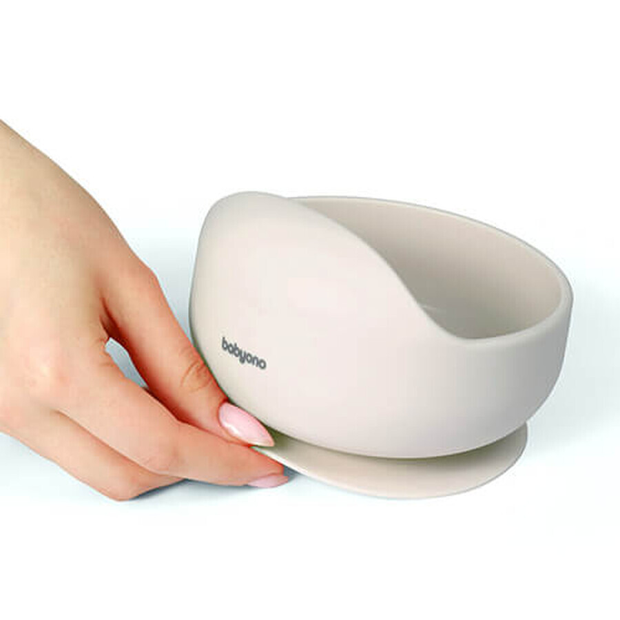 BabyOno, Silikonschüssel mit Saugnapf, beige, ab 6 Monaten, 1 St.