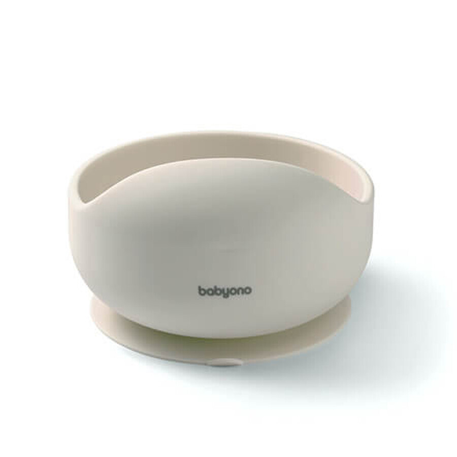 BabyOno, Silikonschüssel mit Saugnapf, beige, ab 6 Monaten, 1 St.