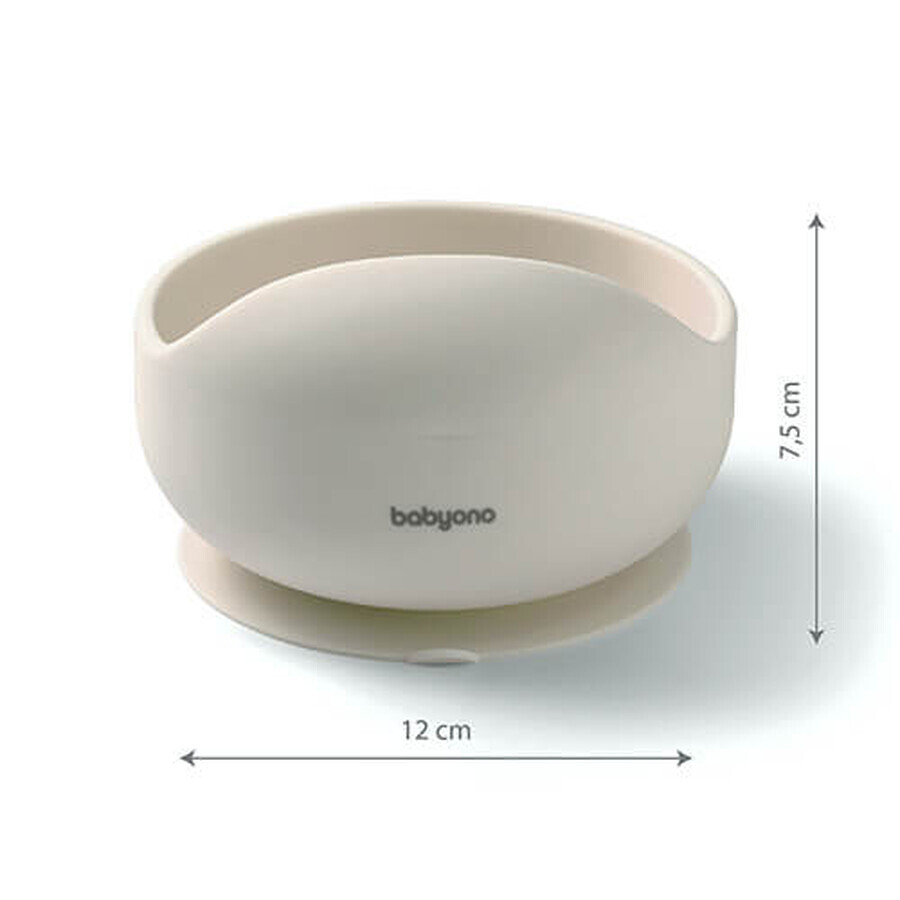 BabyOno, Silikonschüssel mit Saugnapf, beige, ab 6 Monaten, 1 St.