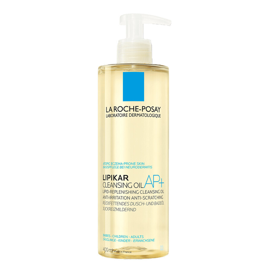 Set La Roche-Posay Lipikar AP+, huile nettoyante, reconstitution des lipides contre les irritations cutanées, 400 ml + réserve, 400 ml