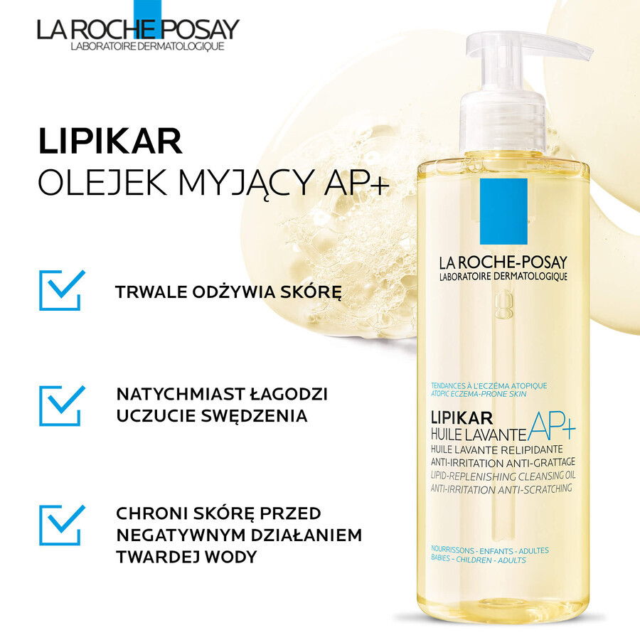 Set La Roche-Posay Lipikar AP+, huile nettoyante, reconstitution des lipides contre les irritations cutanées, 400 ml + réserve, 400 ml