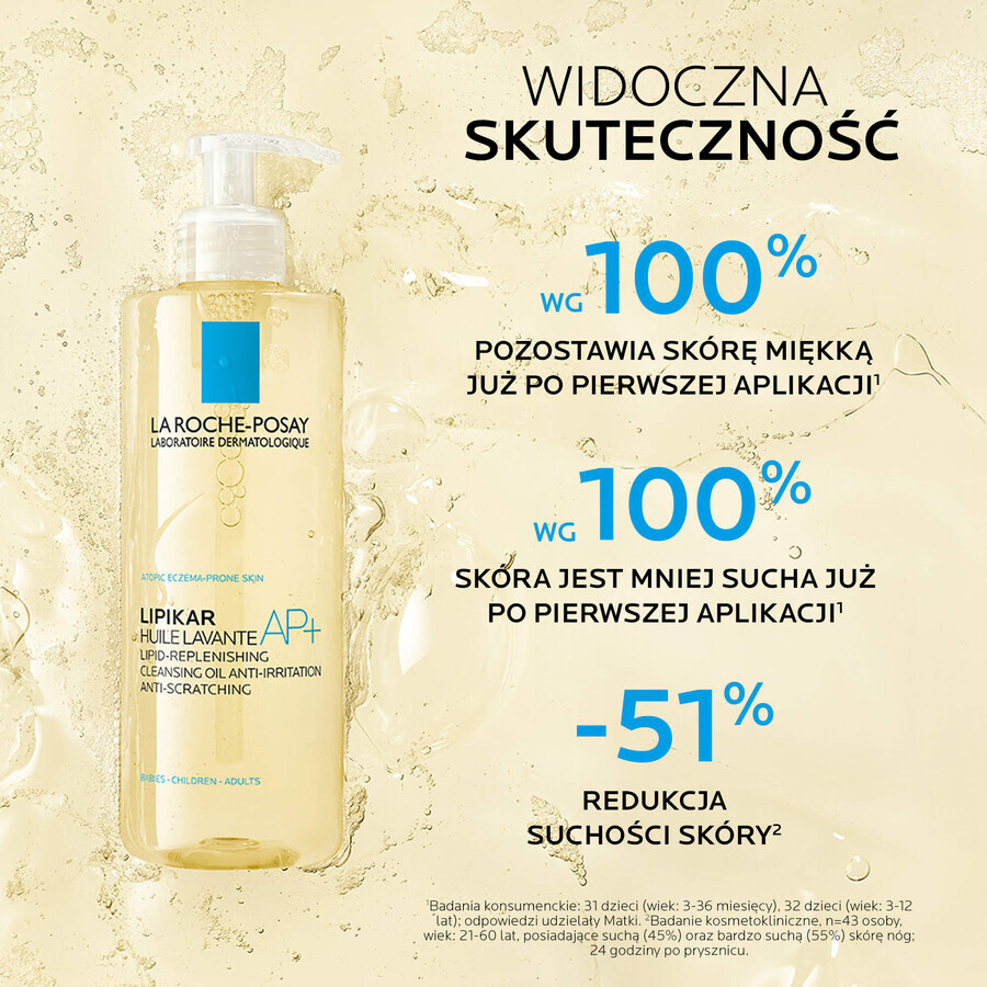Set La Roche-Posay Lipikar AP+, huile nettoyante, reconstitution des lipides contre les irritations cutanées, 400 ml + réserve, 400 ml