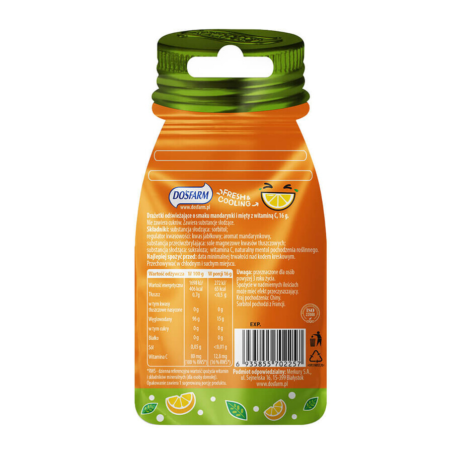 Dosfarm Vitamine C gouttes rafraîchissantes, goût mandarine et menthe, 16 g
