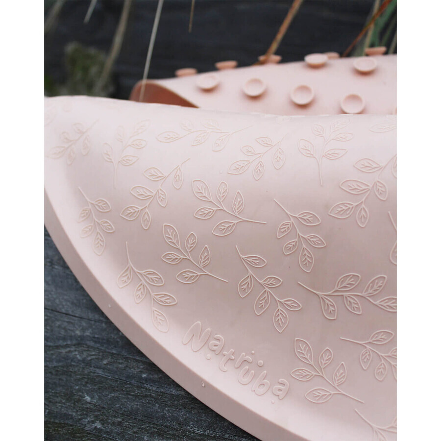 Natruba, rutschfeste Badematte, Gummi, rosa, rund, 50 cm