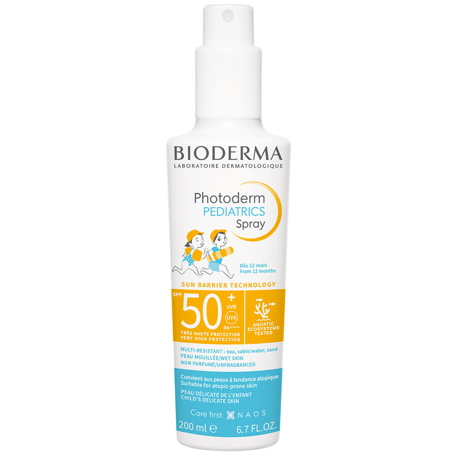 Bioderma Daily Protection Kit für Ihr Baby, Spray, ab 12 Monaten, SPF 50+, 200 ml + Badeöl, 200 ml