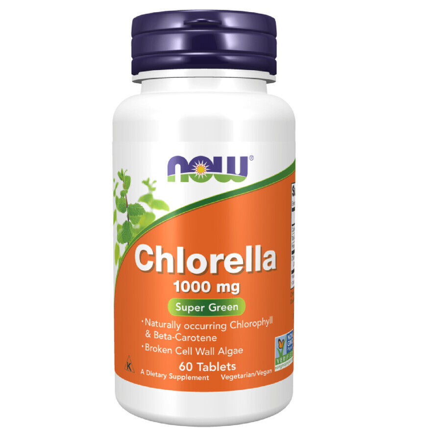 Now Foods Chlorella 1000 mg, 60 vegan tablets