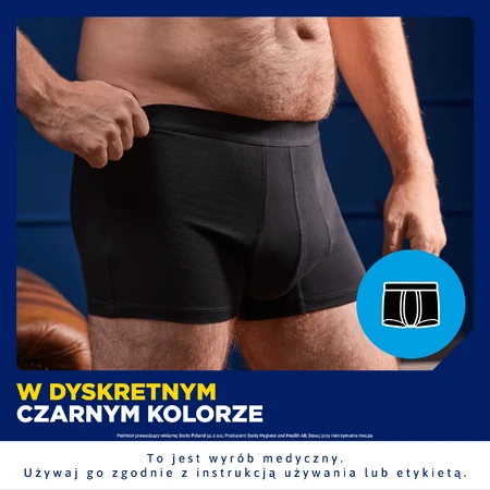 Tena Men Protective Boxer, wiederverwendbare Boxershorts bei leichter Inkontinenz, schwarz, Größe M, 1 Stück