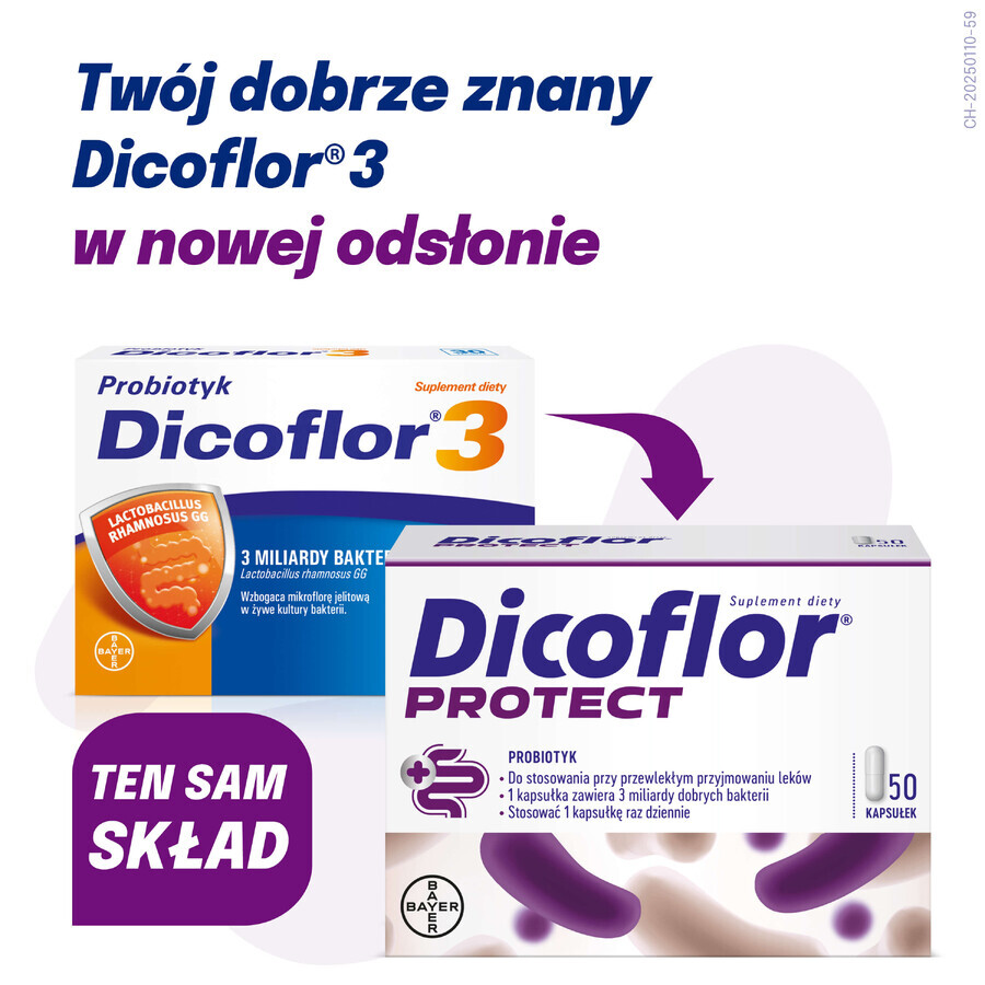 Dicoflor Protect (ex Dicoflor 3), per bambini da 3 anni e adulti, 50 capsule