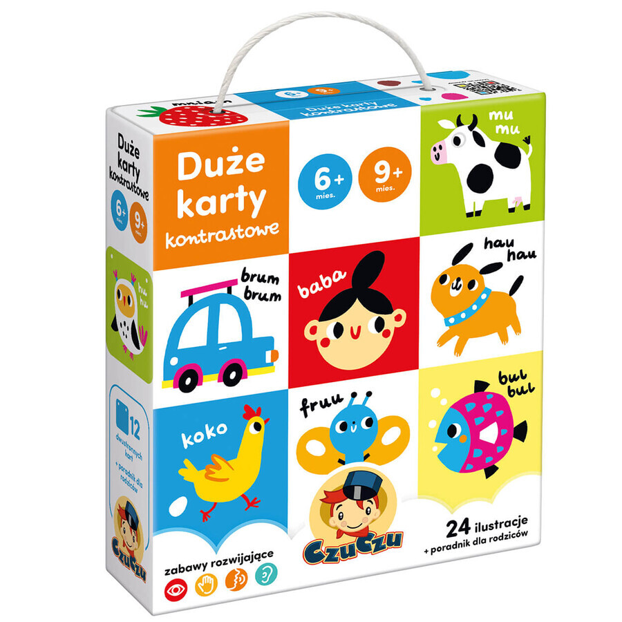 CzuCzu Große Kontrastkarten, Babybuch, 6-9 Monate, 24 Elemente