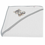 Bocioland, bath robe, 100 x 100 cm, 100% cotton, hooded towel, color gray, wolf, 1 piece