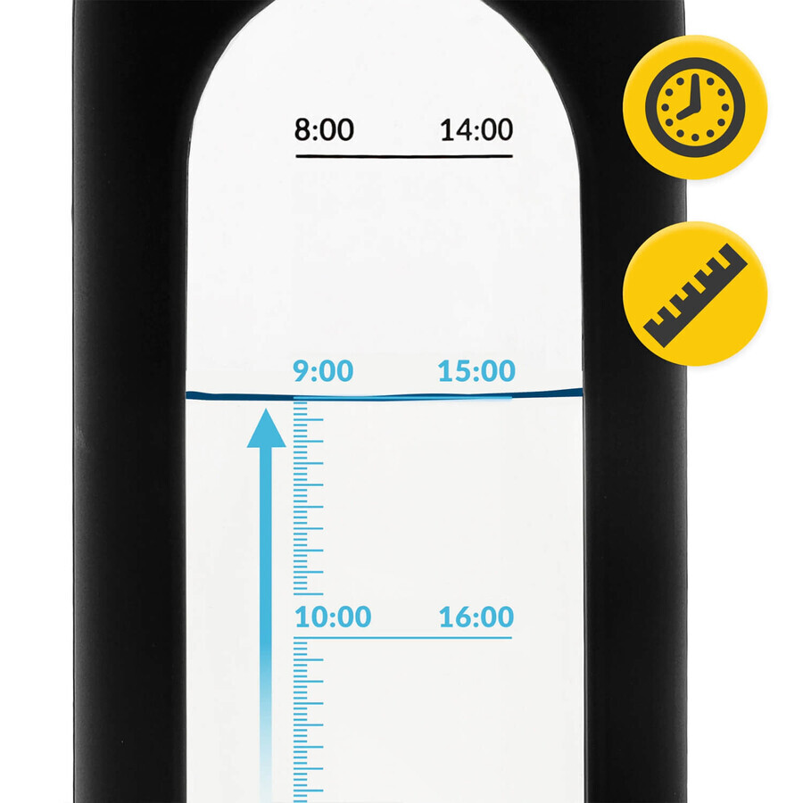 4Fizjo, Glaswasserflasche in Silikonhülle, Motivationsflasche, schwarz, 1 l