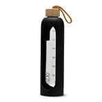 4Fizjo, Glaswasserflasche in Silikonhülle, Motivationsflasche, schwarz, 1 l