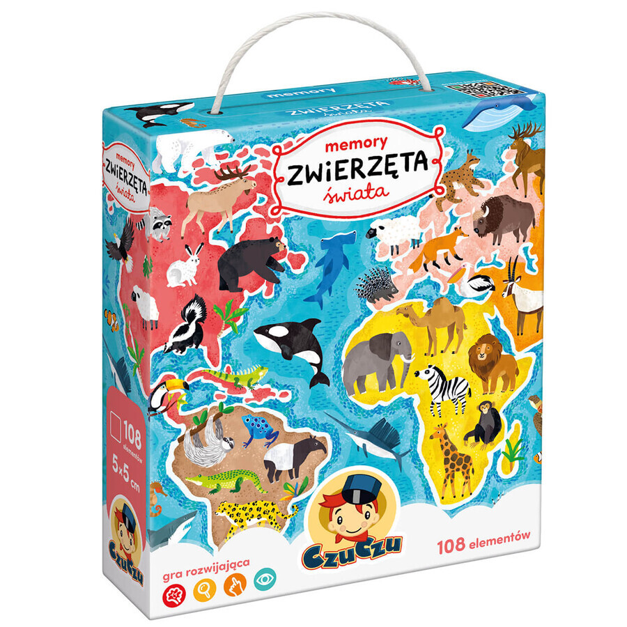 CzuCzu Memory Animals of the World, game for children, from 3 years old, 108 elements