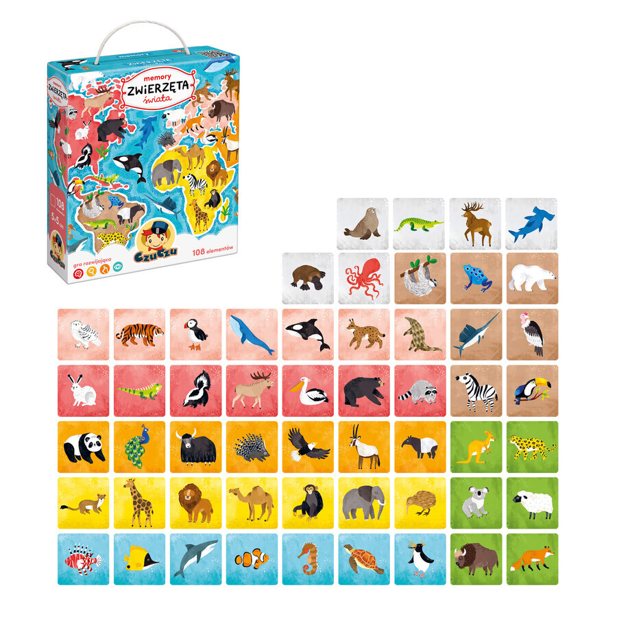 CzuCzu Memory Animals of the World, game for children, from 3 years old, 108 elements