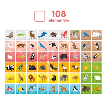 CzuCzu Memory Animals of the World, game for children, from 3 years old, 108 elements