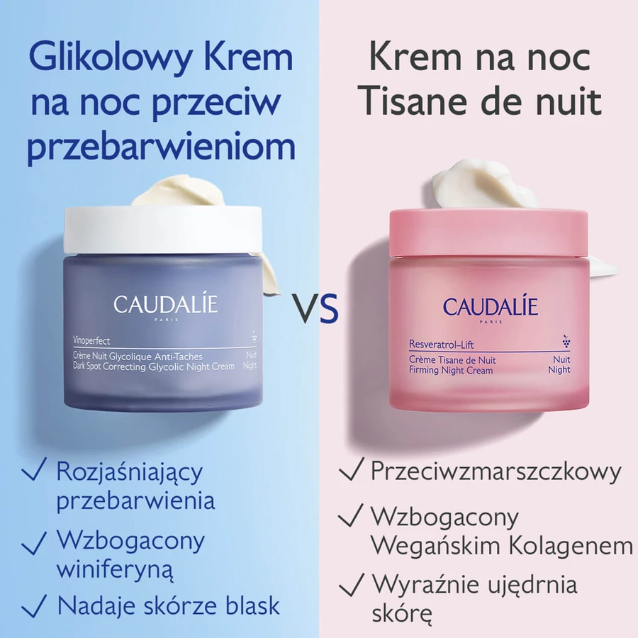 Caudalie Vinoperfect, glycolcrème voor hyperpigmentatie, nachtcrème, 50 ml