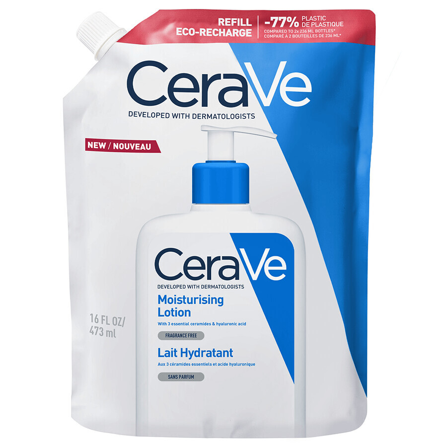 CeraVe, emulsie hidratantă, piele uscată și foarte uscată, rezervă, 473 ml