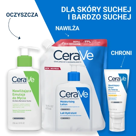 CeraVe, hydraterende emulsie, droge en zeer droge huid, reserve, 473 ml
