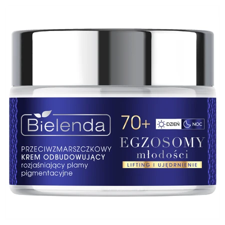 Bielenda Exosomas de Juventud 70+, crema reparadora antiarrugas para aclarar manchas pigmentarias, 50 ml
