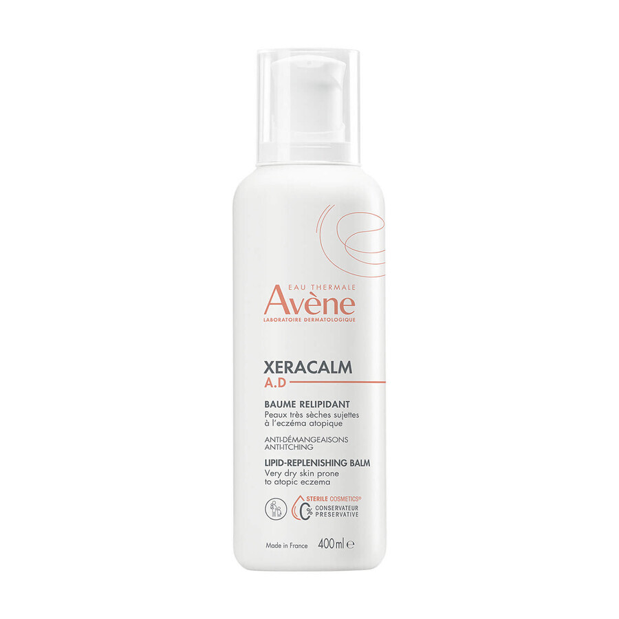 Avene XeraCalm A.D, lipide-aanvullende lotion voor gezicht en lichaam, zeer droge, atopische en jeukende huid, 400 ml + lipide-aanvullende reinigingsolie, 100 ml gratis