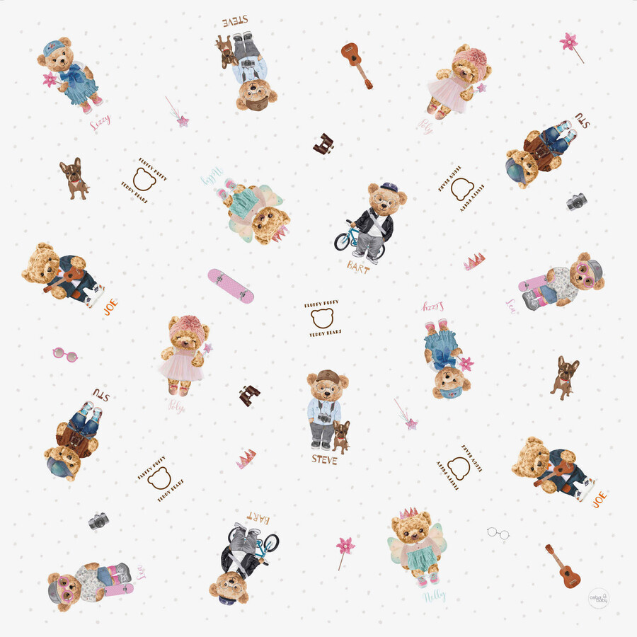 Ceba Baby, protective mat, Fluffy Puffy Teddy Bears, 120 cm x 120 cm