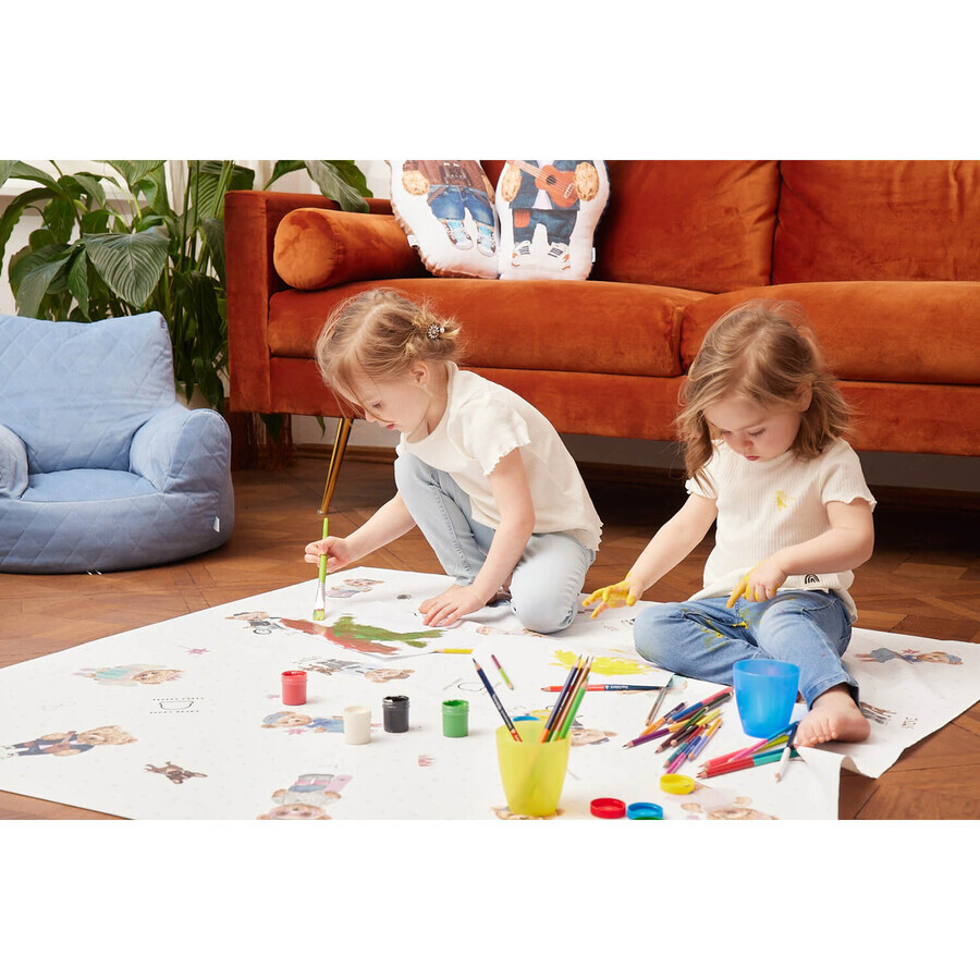 Ceba Baby, protective mat, Fluffy Puffy Teddy Bears, 120 cm x 120 cm