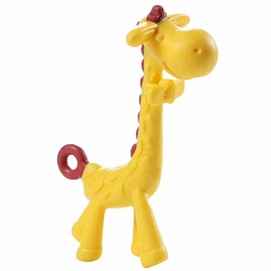 Bocioland, morsure en silicone avec bosses, girafe jaune et rouge, à partir de 3 mois, 1 pc.