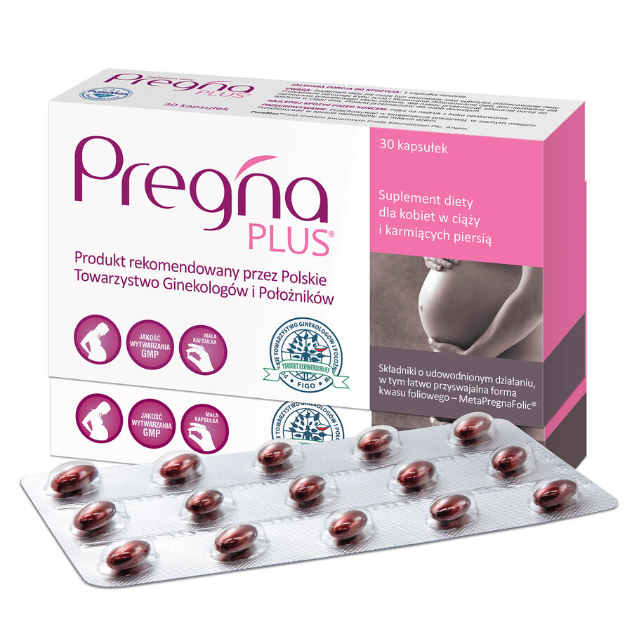 Set Pregna Plus, para mujeres embarazadas y en período de lactancia, 2 x 30 cápsulas