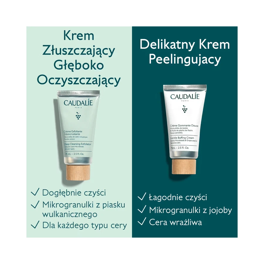 Caudalie, milde gezichtspeelingscrème, 75 ml
