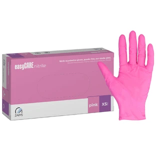 EasyCare Nitrile, guantes de nitrilo, no estériles, sin polvo, rosa, talla XS, 100 unidades