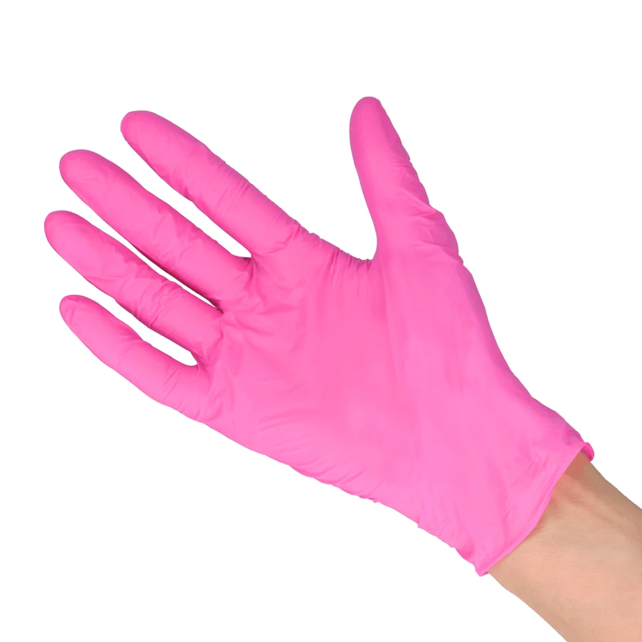 EasyCare Nitrile, guantes de nitrilo, no estériles, sin polvo, rosa, talla XS, 100 unidades