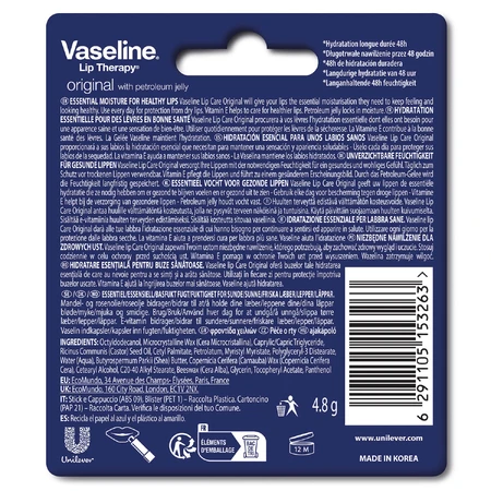 Vaseline Lip Therapy Original, barra de labios, 4,8 g