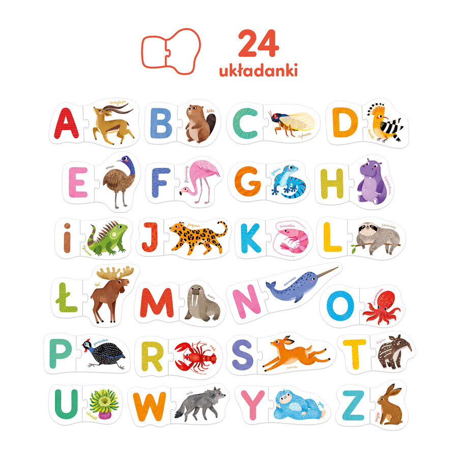 CzuCzu Paired Puzzles Letras, puzzles para niños, a partir de 3 años, 48 elementos