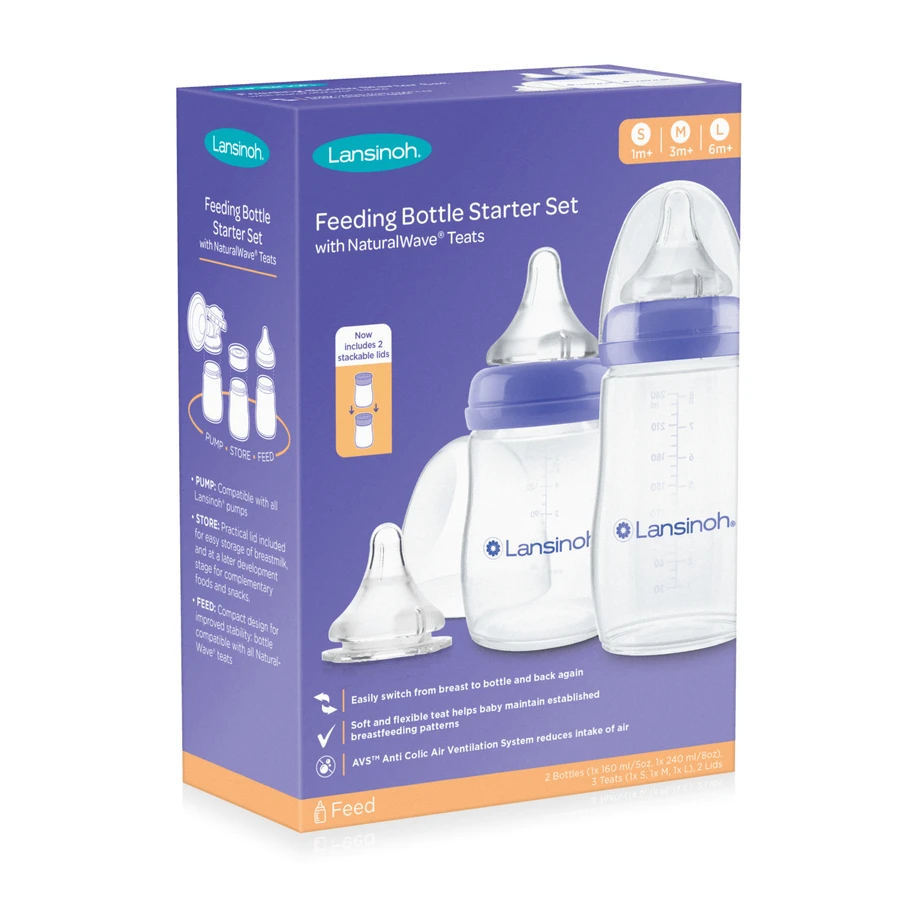 Lansinoh, kit de inicio, biberones con tetinas NaturalWave